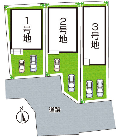 ★八幡市八幡園内　第2期　新築一戸建ての区画図|全３区画