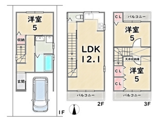 【間取り】 | 右京区西京極畑田町 | 現状2LDKですが3LDKへ変更の場合：3280万円