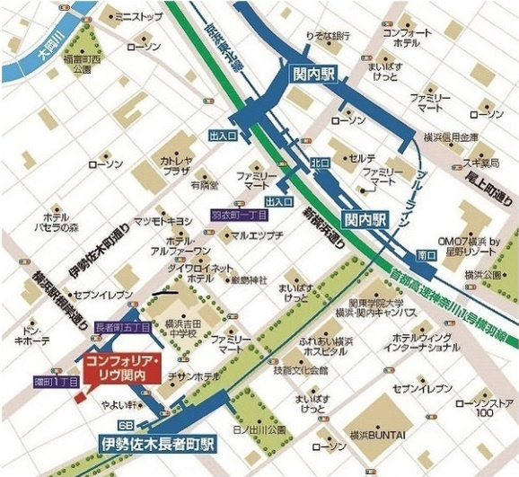 コンフォリア・リヴ関内の地図