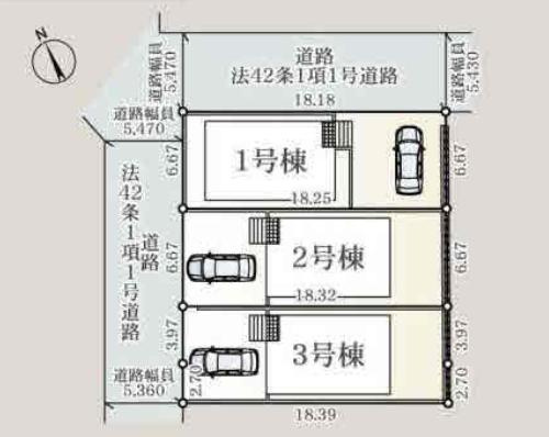 加須市南町第3　新築一戸建て　02　クレイドルガーデンの区画図|全3棟