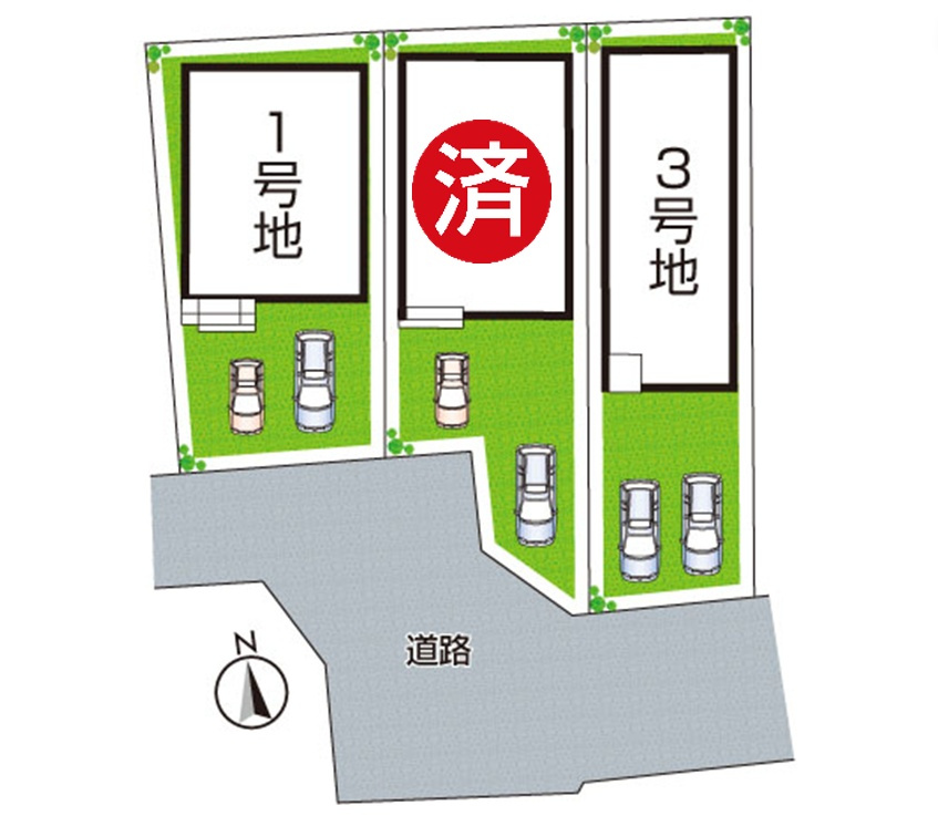 八幡市八幡園内　第2期　新築一戸建ての区画図|全３区画