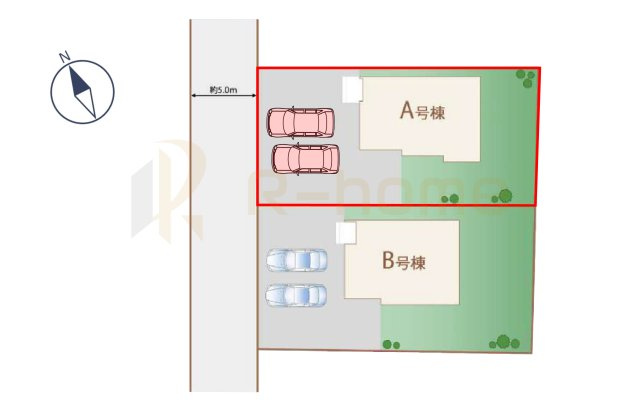 水戸市堀町　新築戸建て　A号棟の区画図|大きなお買い物だからこそ、メリット・デメリットを伝えさせて頂きます。
R-homeにお任せください♪