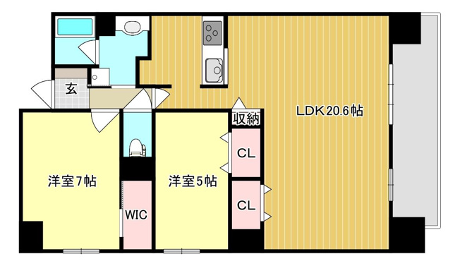 【間取り】 | デュオプレステージ姫路マークスフォート　9階 | 2LDKです。