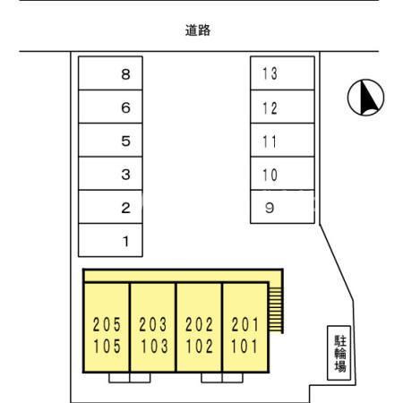 フローラルハイツの駐車場|駐車場の配置図です！！