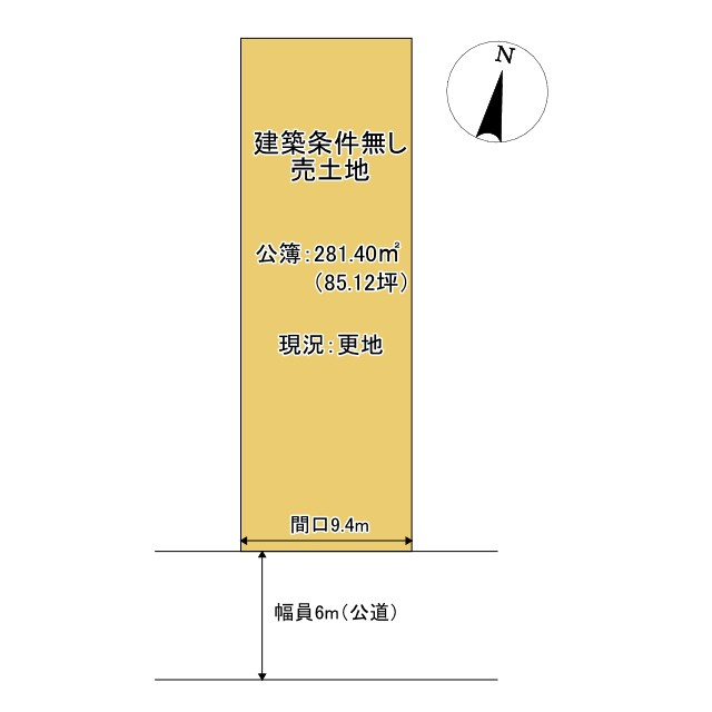 京都市左京区上高野仲町　建築条件無し売土地の土地図