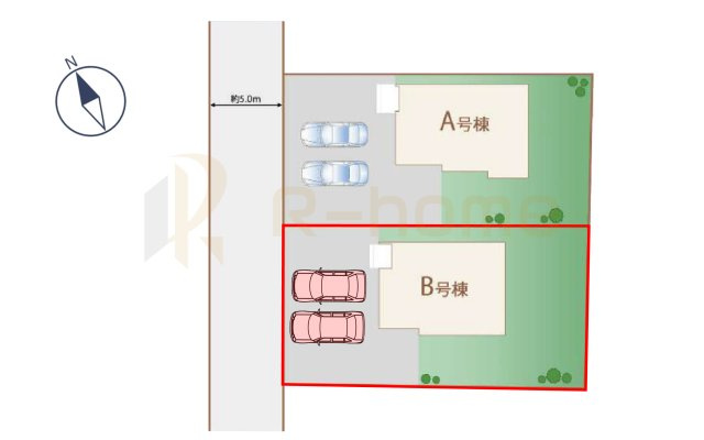 水戸市堀町　新築戸建て　B号棟の区画図|大きなお買い物だからこそ、メリット・デメリットを伝えさせて頂きます。
R-homeにお任せください♪