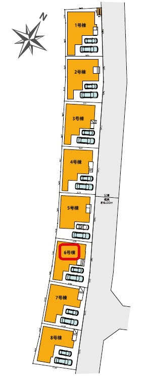 所沢市上安松・全8棟　新築一戸建　6号棟　の区画図|【全8棟・6号棟】整形地・土地面積109.94平米（約33.25坪）