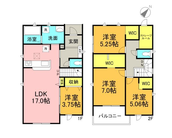 碧南第65尾城町　新築戸建＜5号棟＞の間取り|4LDK＋WIC