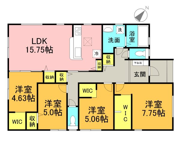 碧南第65尾城町　新築戸建＜6号棟＞の間取り|4LDK＋WIC