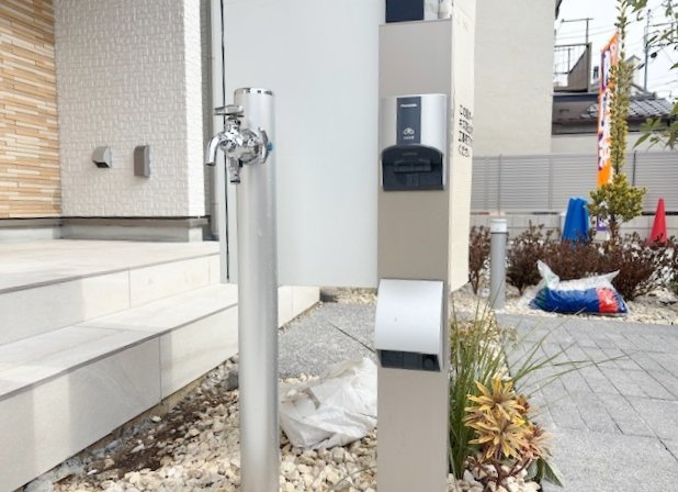 練馬区桜台4丁目 全6棟 E号棟|便利な立水栓と防水コンセントを設置