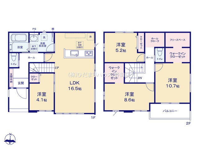 流山市こうのす台4期　新築戸建　1号棟の間取り|4LDK+フリースペース+ホールクローク