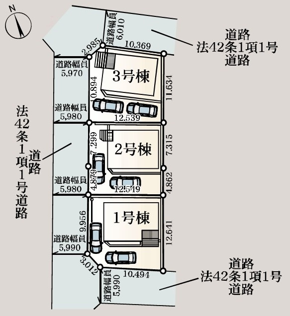 Cradle garden　本庄市下野堂第6の区画図|図面と現況が異なる場合、現況を優先とします。【3号棟】