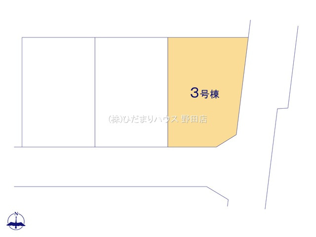 流山市こうのす台4期　新築戸建　3号棟の区画図|3号棟　角地 ： 南 5m 公道、東 4m 公道