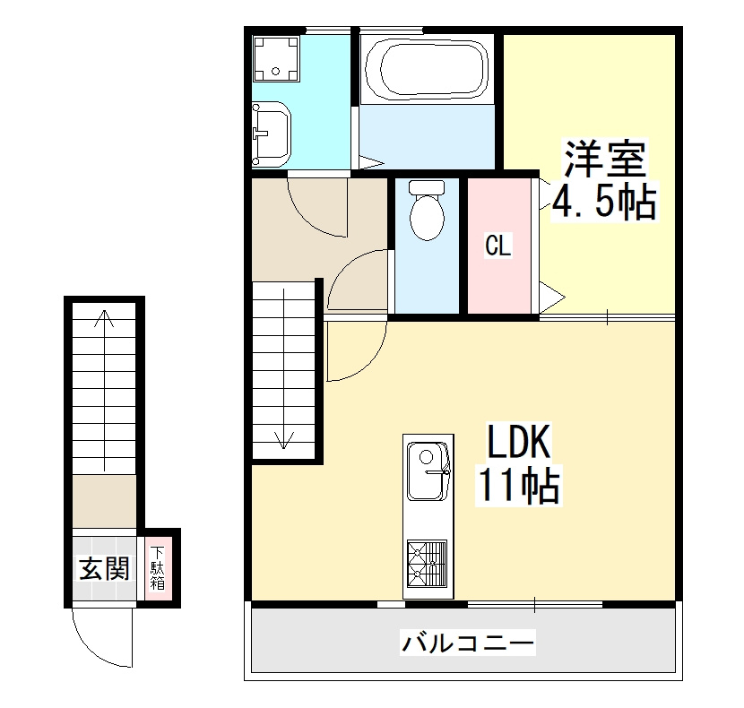 大和高田市大字有井のアパートの間取り