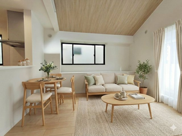 板橋区高島平5丁目の居間・リビング|爽やかな通風と採光を存分に感じる事が出来るLDK
全体を明るく・開放感のある空間にしました