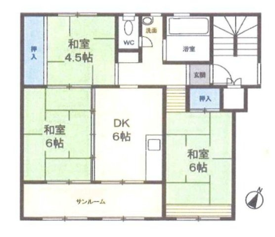 【間取り】 | 相武台団地２１０７号棟 | 3DKは、ダイニングキッチンと3つの居室がある間取りです。ファミリー層や、個室を複数必要とするご家庭に適しています。食事スペースとくつろぎの場を分け、それぞれの個室も確保できるため、快適に過ごせます。