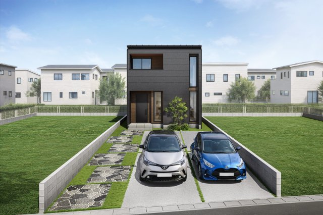 ＼新築モデルハウス／　好評販売中！　浜松市中央区楊子町１期　全１邸の外観パース|７月末完成予定。完成後の佇まいをイメージした外観パースです。