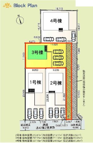新築　太田市新田上江田町第1　クレイドルガーデン　3号棟の区画図|3号棟　区画図　東側接道幅員約5ｍ

