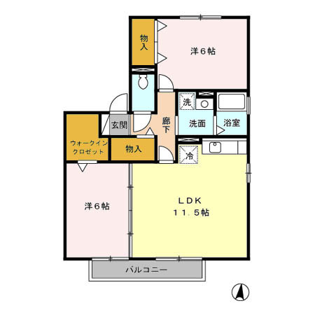 ウィルモア西梶尾　A棟の間取り