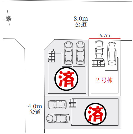 【同施工物件ご案内可能】刈谷市高津波町　全3棟の区画図|全体区画数｜全3棟
◆駐車並列2台可能！(但し、車種による)
◎まずは、お気軽にお問い合わせください。現地を案内しながら周辺環境も見て頂けます。