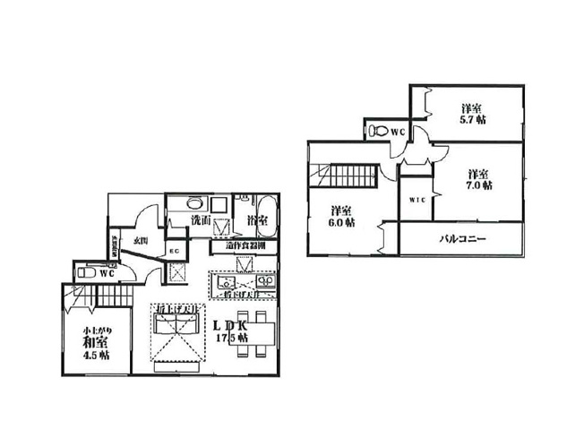 【参考プラン】 | 川越市寺尾　建築条件付売地　全1区画　(ふじみ野店) | 建物価格：1250万円/建物面積：98.33ｍ2　2階建て4LDK、小上がり和室プランを建築可能！別途建物建築費がかかります。(間取変更は不可ですが、設計の検討過程で修正等が生じる場合があります。)