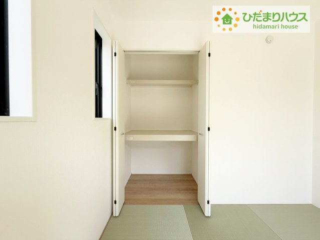 郡山市田村町金屋字宝蔵　新築戸建　1号棟の収納|"和室にも大容量のクローゼット完備！
お布団やお子様のおもちゃなどがスッキリ収納できますね(^^♪"