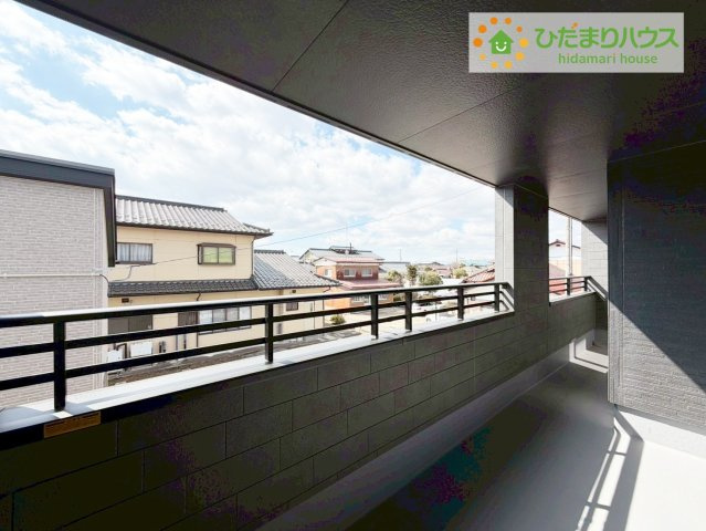 郡山市田村町金屋字宝蔵　新築戸建　1号棟のバルコニー|広々としたバルコニー。お洗濯物もぜーんぶ干せちゃいます！！