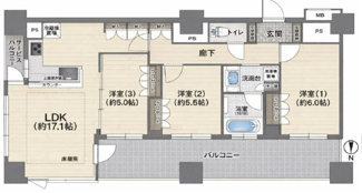 【間取り】 | プレサンスレジェンド堺筋本町タワー | 専有面積：79.62㎡　バルコニー面積：18.18㎡