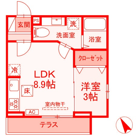 D’s Bless横須賀Ⅱの間取り|人気の1LDK♪周辺施設良好♪