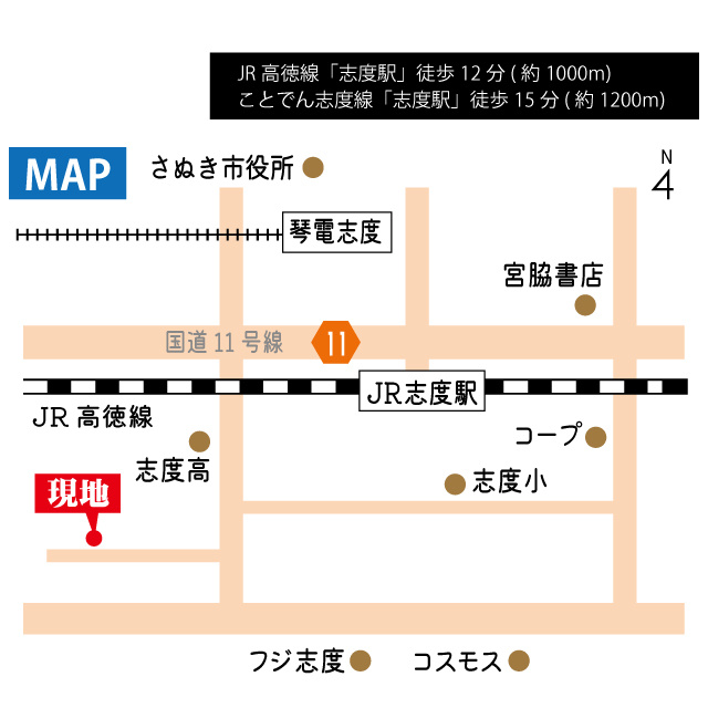 さぬき市志度分譲土地(全3区画)Bの地図