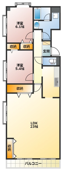 【間取り】 | グランドエンブレム横浜ー仲介手数料無料ー | ご家族にもおすすめの2LDKの間取りです！