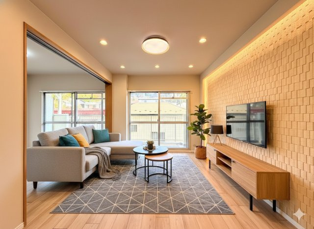 戸塚サニーフラットの居間・リビング|◆リビングは一日中太陽の光が射し込みます。家族が集まる空間は、自然と笑顔が溢れます！
