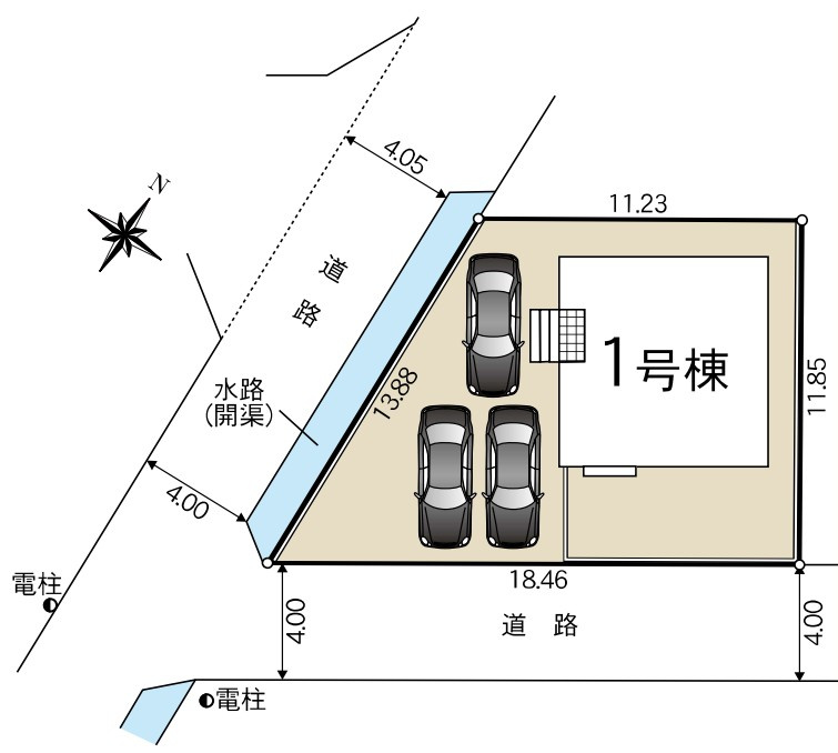 新築戸建　富士市宮下第5　全1棟　１号棟の区画図