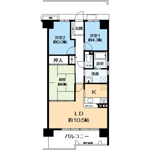 RICウエストコート4番街東棟2番館の間取り
