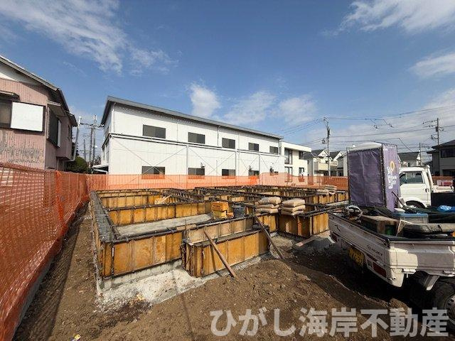 茅ヶ崎市円蔵２丁目　新築戸建　全5棟の外観|2月16日撮影　建築中　現地外観