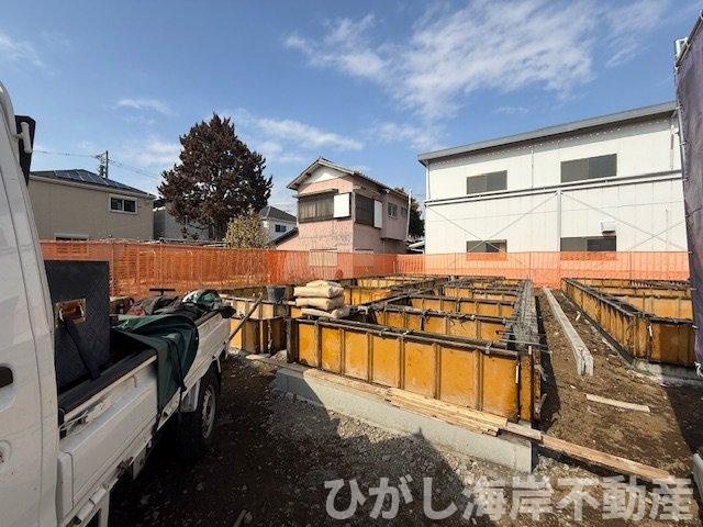 茅ヶ崎市円蔵２丁目　新築戸建　全5棟の外観|2月16日撮影　建築中　現地外観
