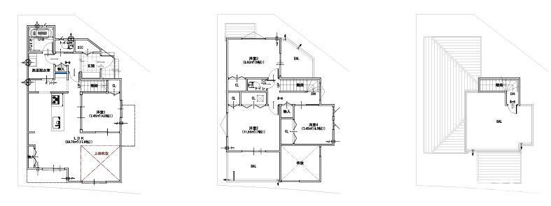 茅ケ崎市松風台　新築戸建　全２棟の間取り|吹抜付　４LDK