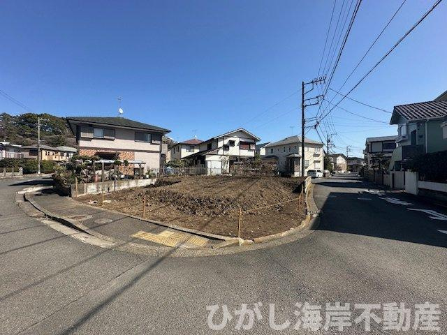 茅ケ崎市松風台　新築戸建　全２棟の外観|3月5日撮影　建築前　現地外観
