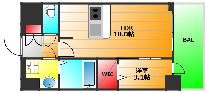 Alivisドーム前の間取り|現状有姿　偶数階と奇数階で色が違います