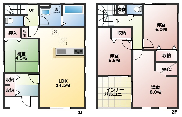 犬山市辰ヶ池戸建賃貸の間取り