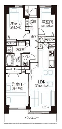 ライオンズマンション片瀬江ノ島第２の間取り|新規リフォーム完了！南西向き　1SLDK
