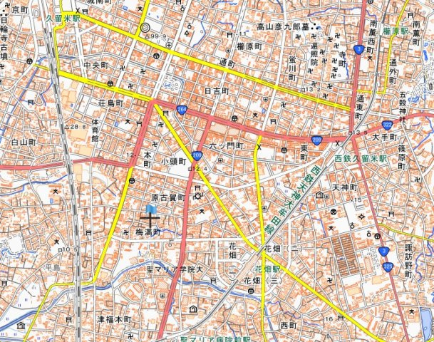 久留米市　1棟アパートの地図