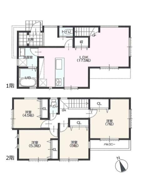 横浜市泉区和泉中央南２丁目の新築一戸建の間取り