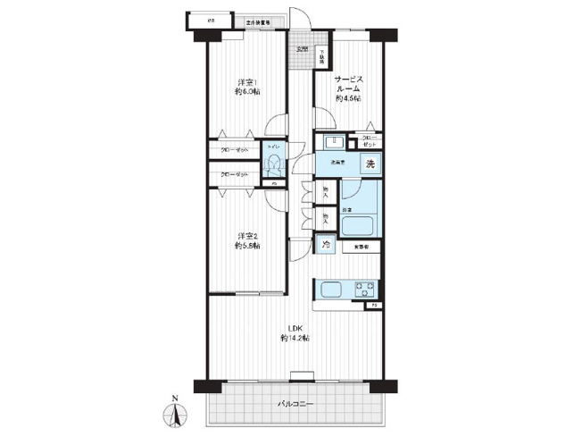 【間取り】 | ソフィア東伏見　(保谷店) | あたたかな陽光に包まれる南向きの住まい。収納多くお部屋を広くお使いいただけます。※図面を基に作成しています。現況と異なる場合は現況を優先いたします。