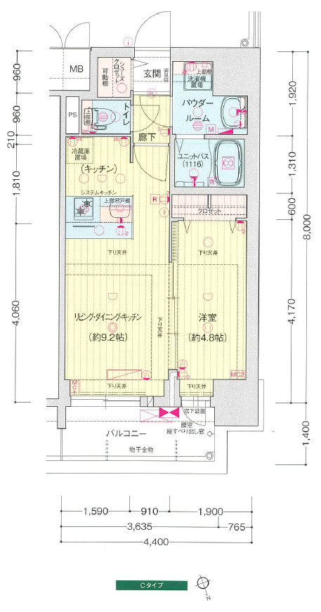 プレサンス鶴舞ファーストの間取り