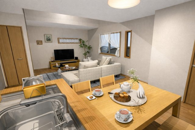 西京極東大丸町　新築参考Aプランの完成予想図|【LDKイメージパース：新築参考Aプラン】（新築参考Aプラン99.63㎡、建物価格1998万円）