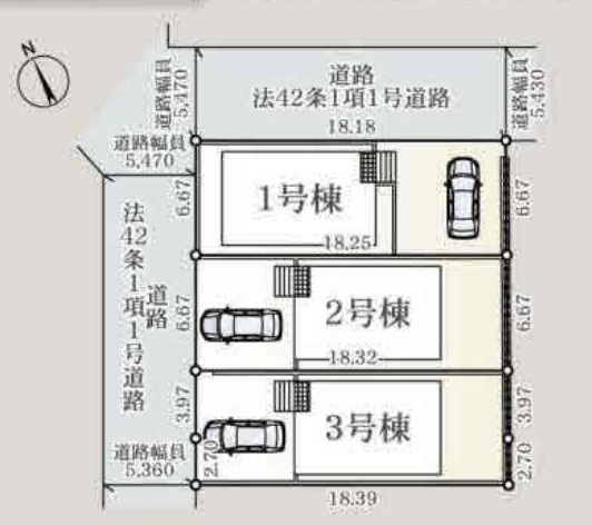 【区画図】 | 加須市南町第3　CRADLE GARDEN　新築戸建　全3棟　1号棟