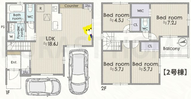 京都市伏見区羽束師古川町　新築戸建の間取り