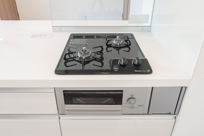 グリル付き2口コンロ