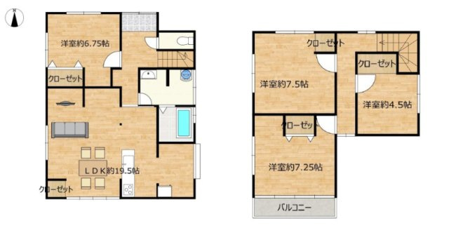 丹波篠山市東岡屋の中古一戸建の間取り
